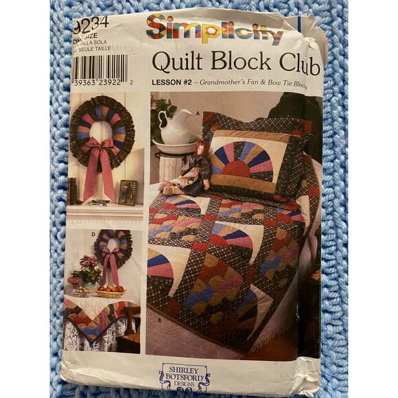 Simplicity 9234 quilt pattern grandmothers fan pillow sham table topper wreath - Picture 1 of 5